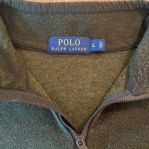 Polo Ralph Lauren olive green pique knit 1/4 zip Sz L